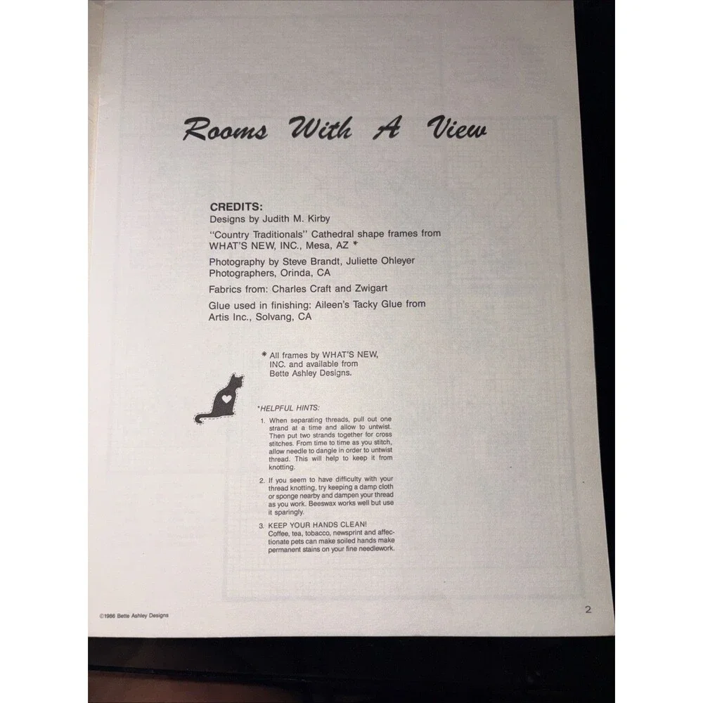 Vintage 1986 Bette Ashley Designs Cross Stitch Booklet - Rooms With A View
